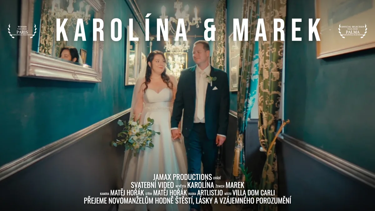 Svatební video Karolína & Marek – Villa Dom Carli – svatební kameraman Jamax